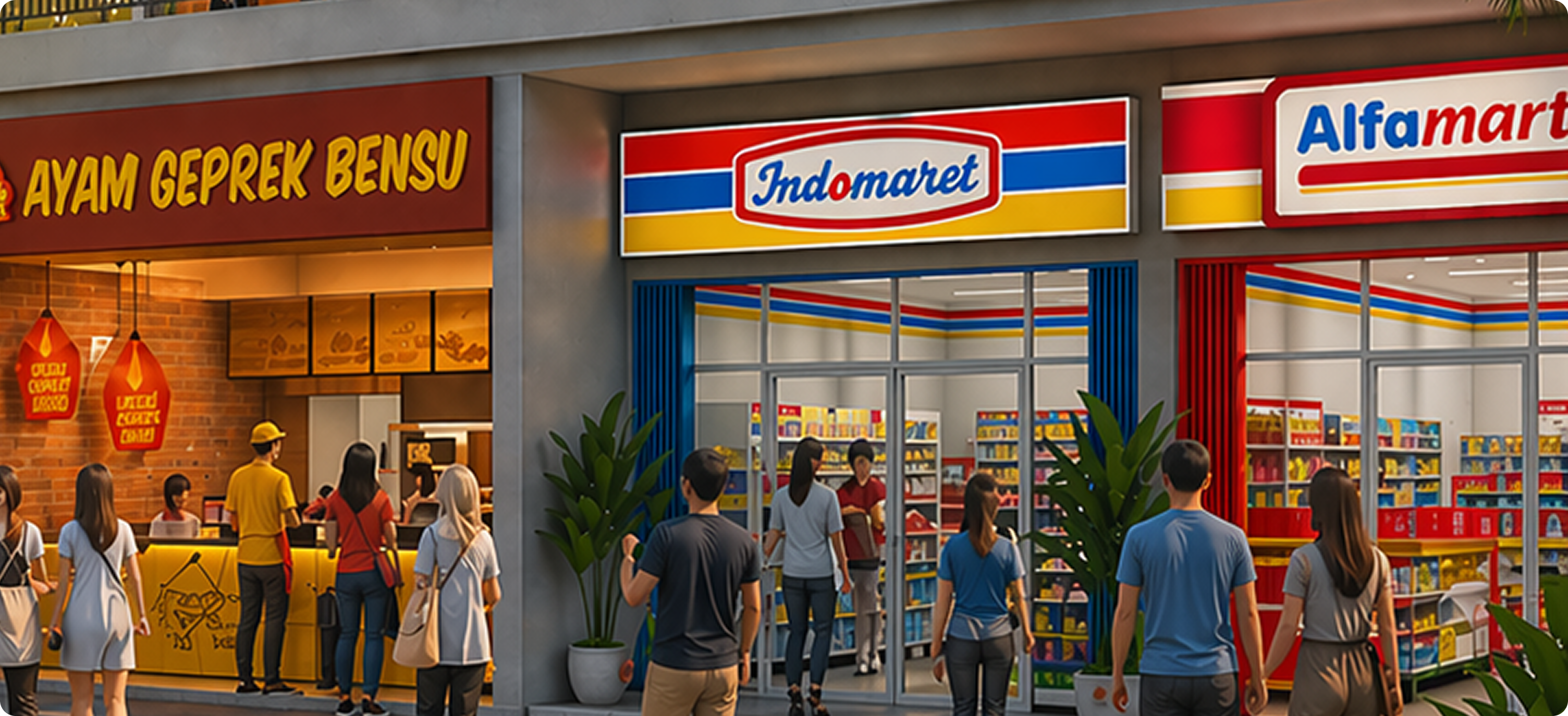 Gerai franchise yang ramai pengunjung
